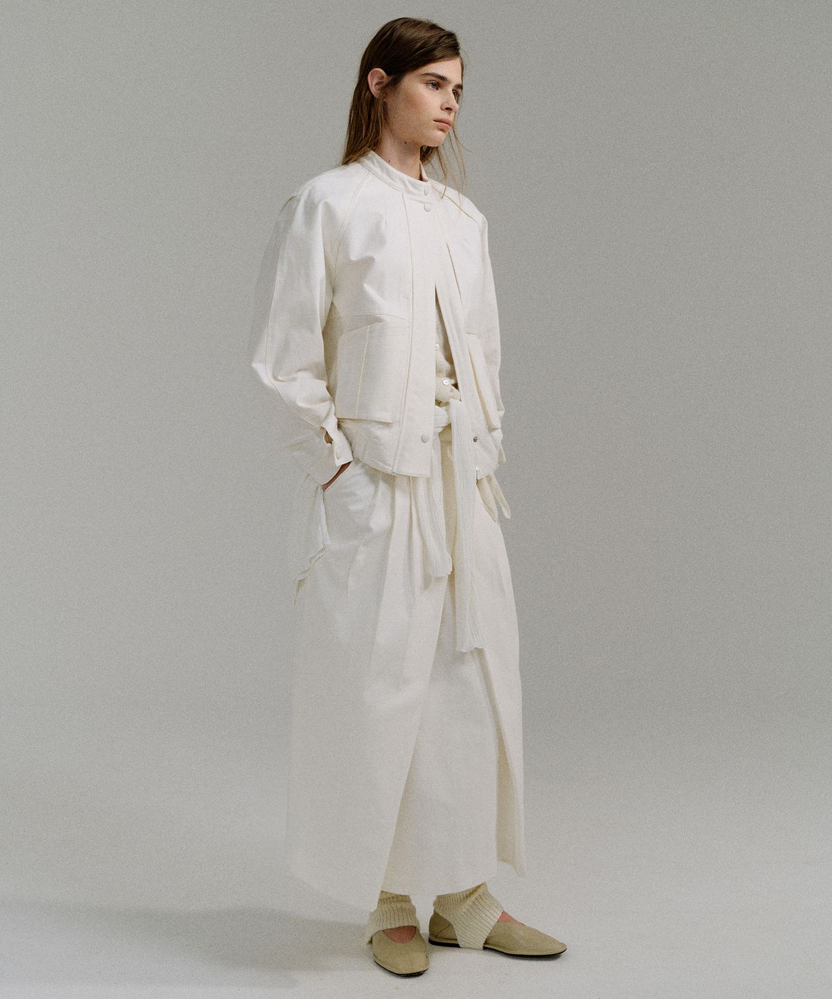 아우브아워(AUBOUR) vector cotton jacket (ecru)