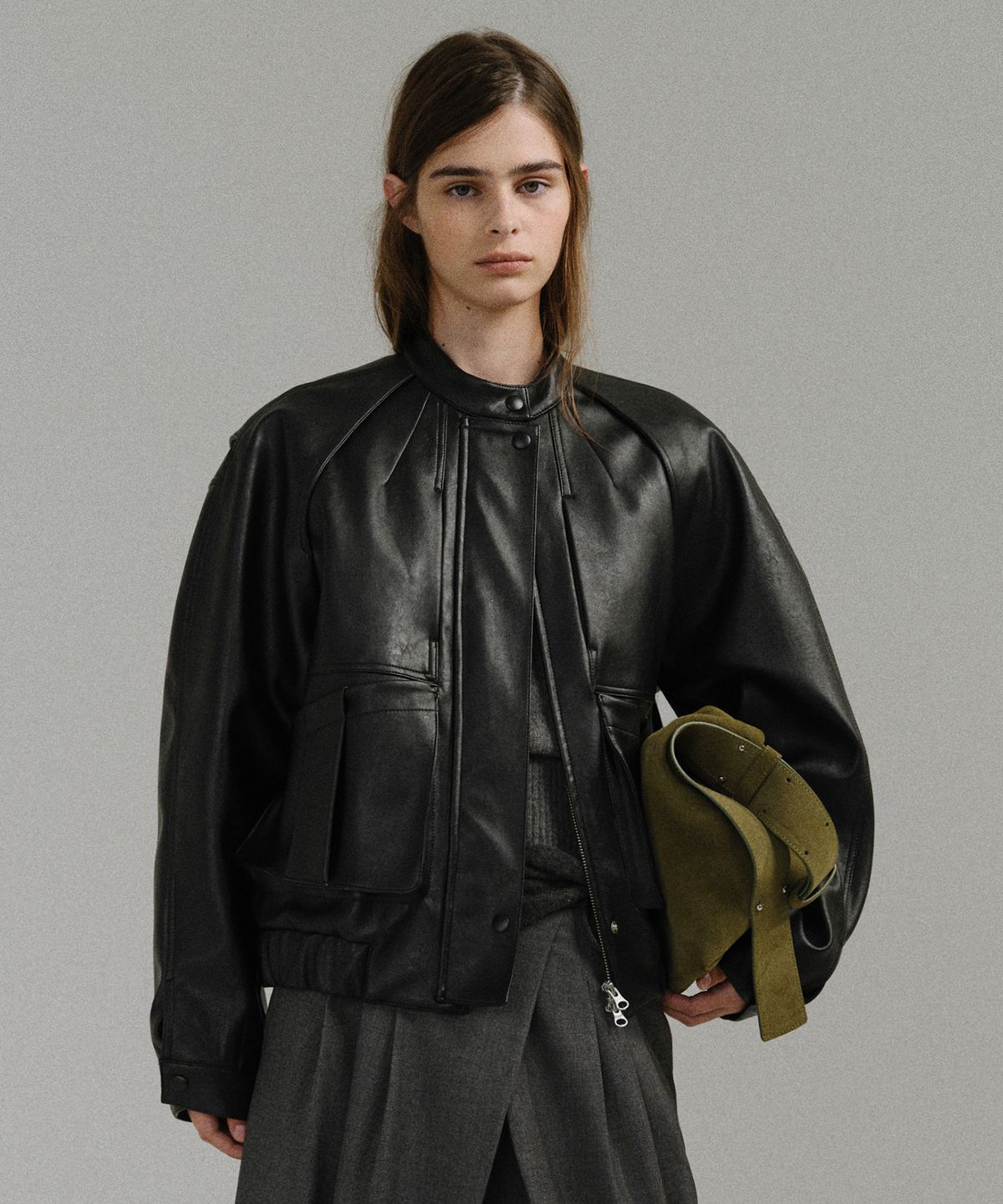 아우브아워(AUBOUR) vector leather jacket (black)
