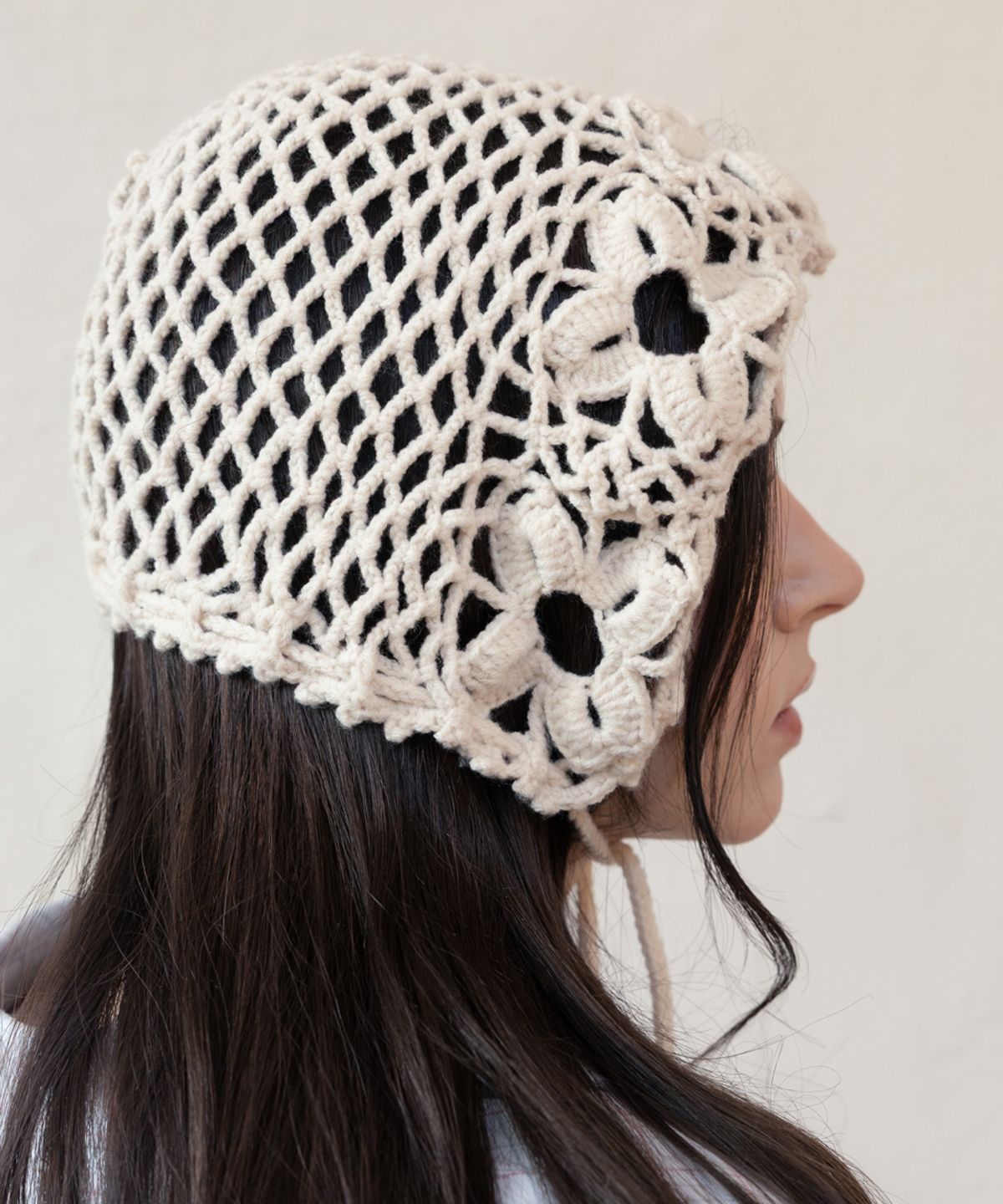 메리모티브(MERRYMOTIVE) Crochet flower bonnet hat