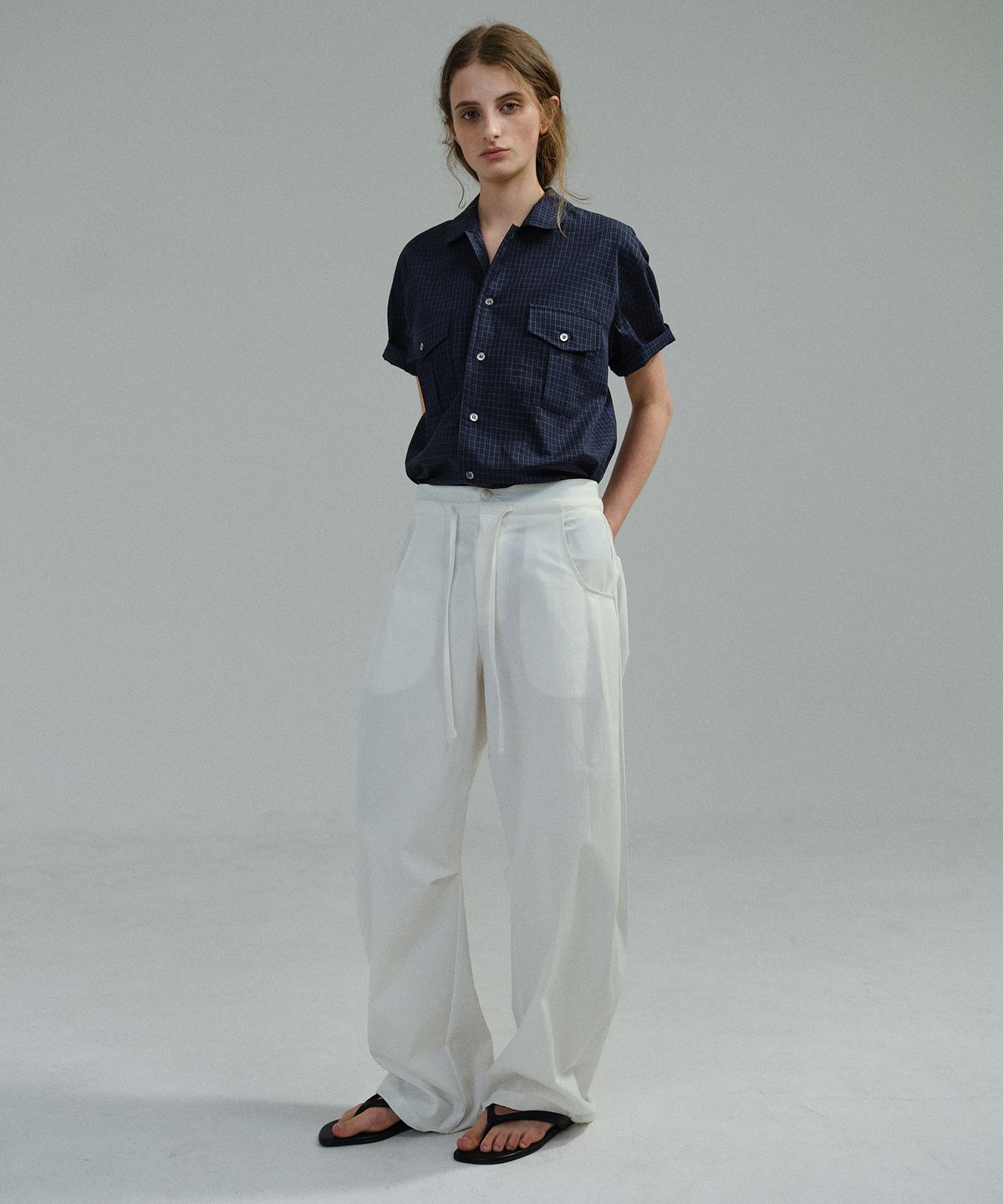 아우브아워(AUBOUR) arc tuck pants (ivory)