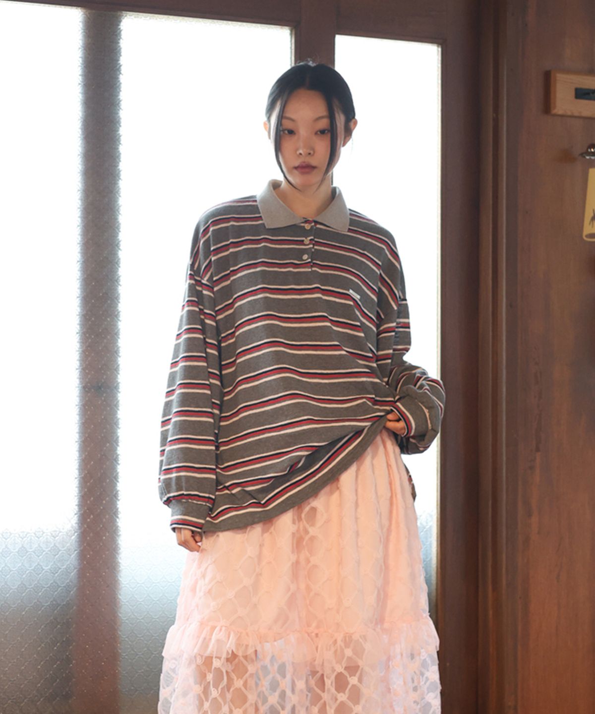 소르디(SORDI) Stripe PK Tee_grey