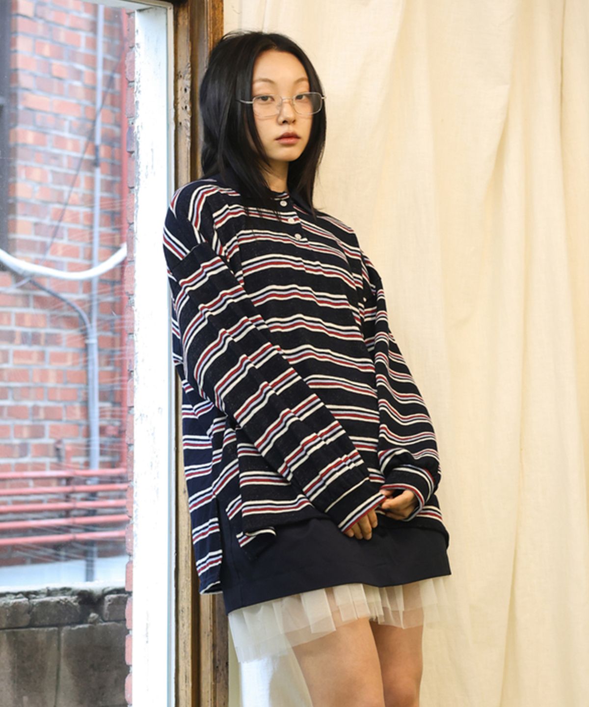 소르디(SORDI) Stripe PK Tee_navy