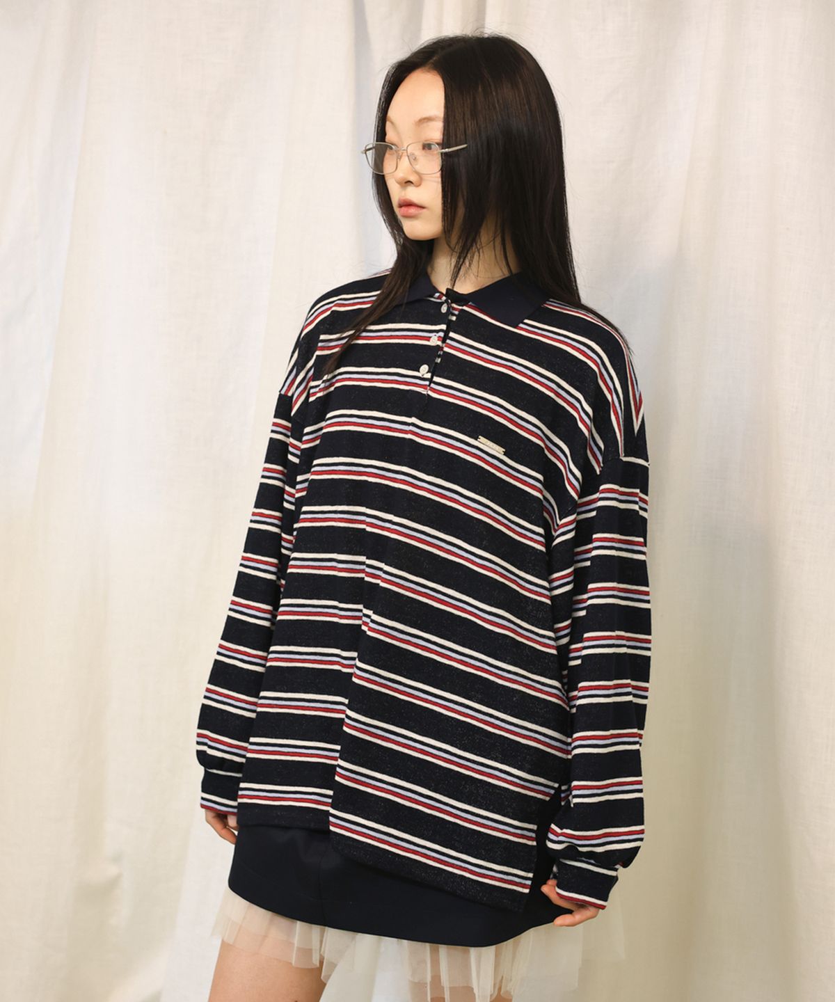 소르디(SORDI) Stripe PK Tee_navy