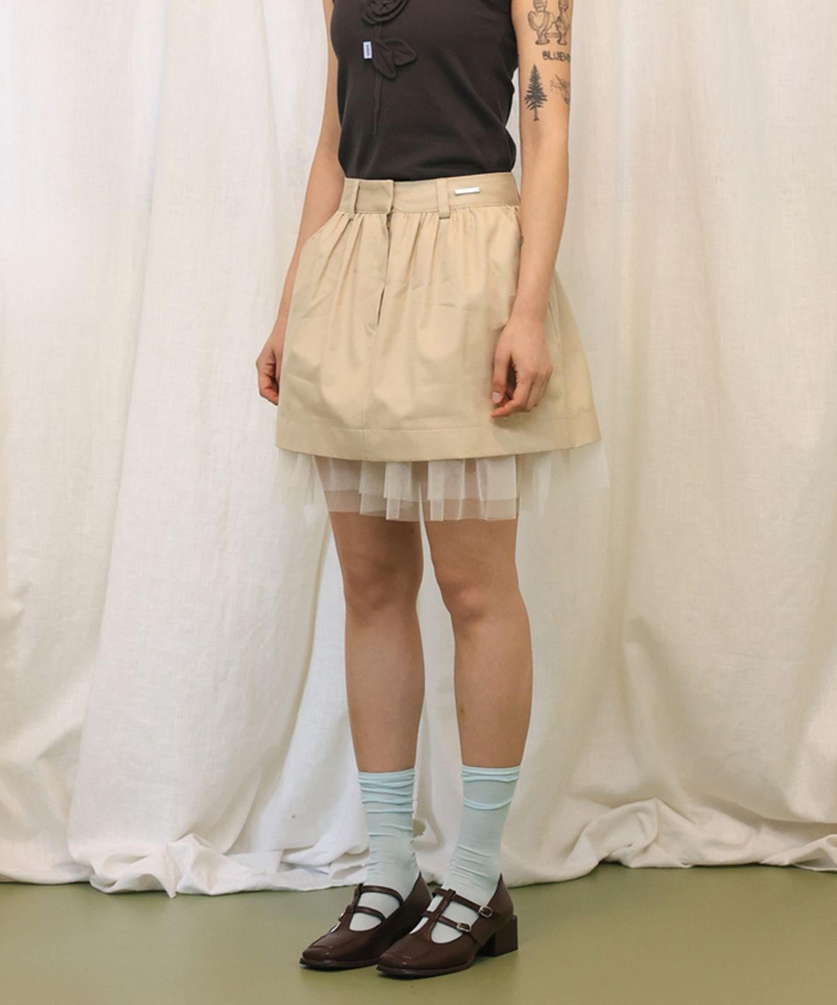 소르디(SORDI) Trench Tulle Skirt_beige
