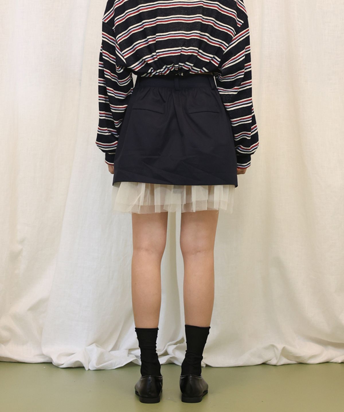 소르디(SORDI) Trench Tulle Skirt_navy