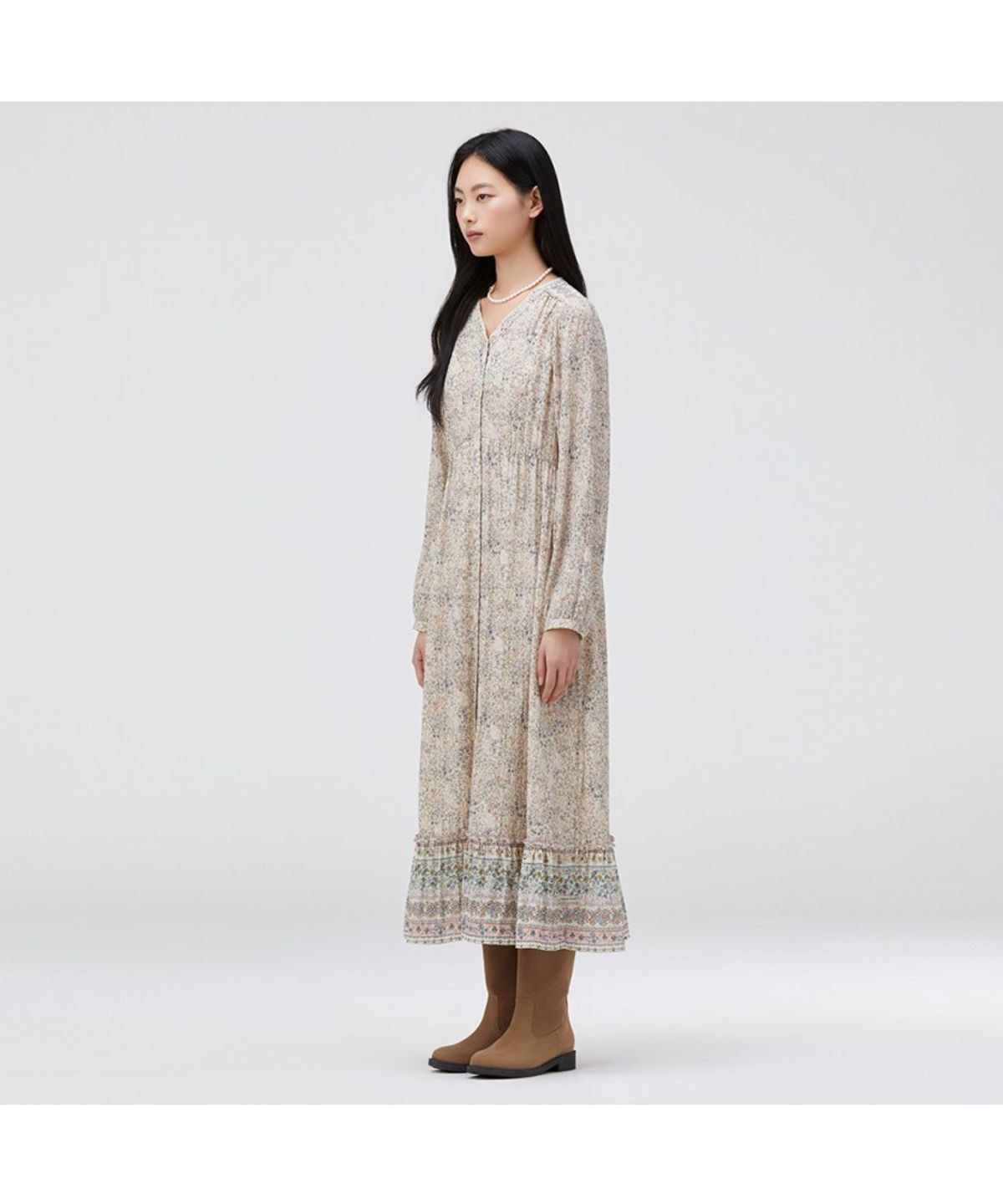 써스데이 아일랜드(THURSDAY ISLAND) 플라워 브이넥 풀오픈 원피스_T262MOP135W