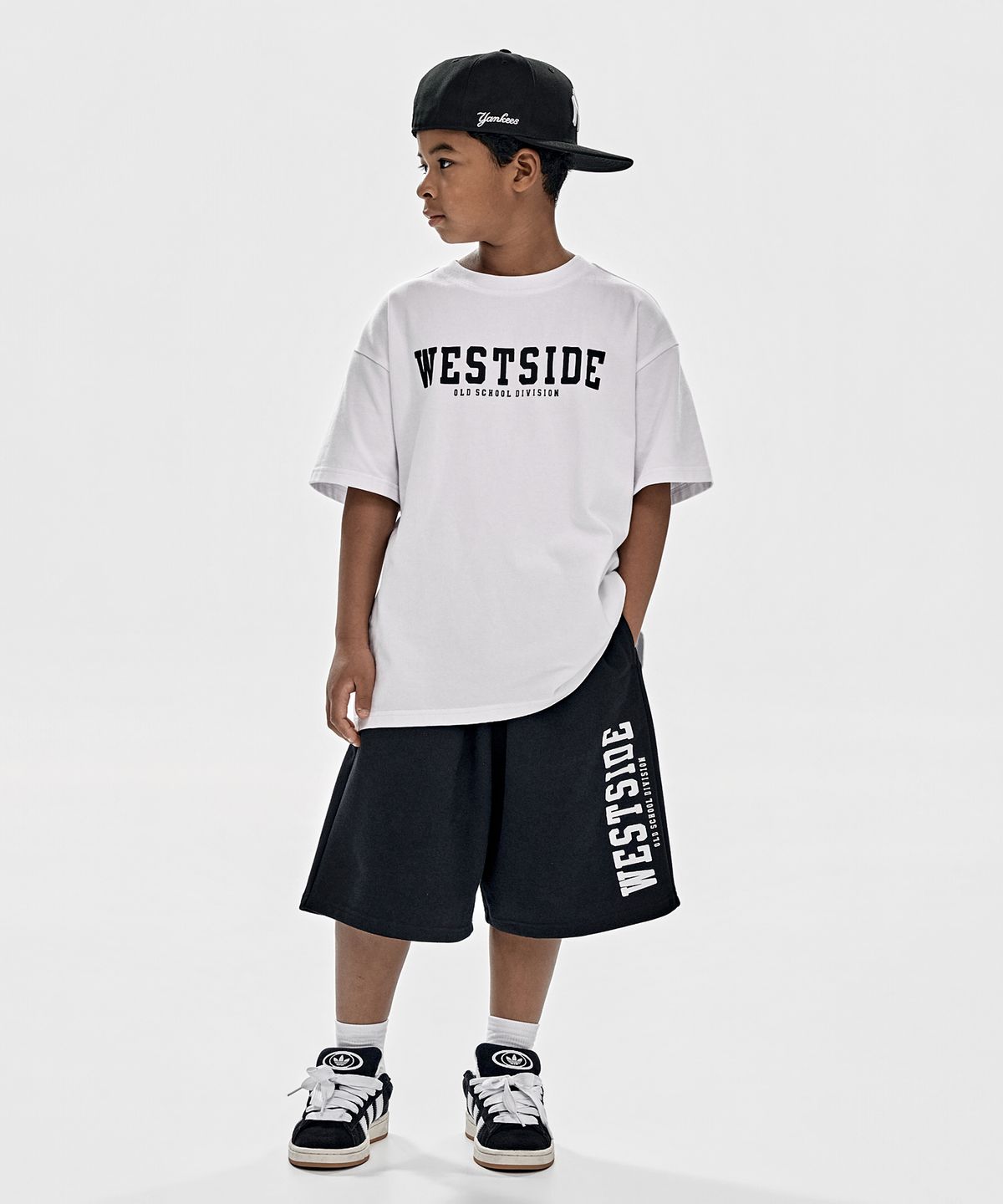 테이크이지 키즈(TAKEASY KIDS) [기획] 자이언트핏 웨스트사이드 셋업 (화이트/블랙)