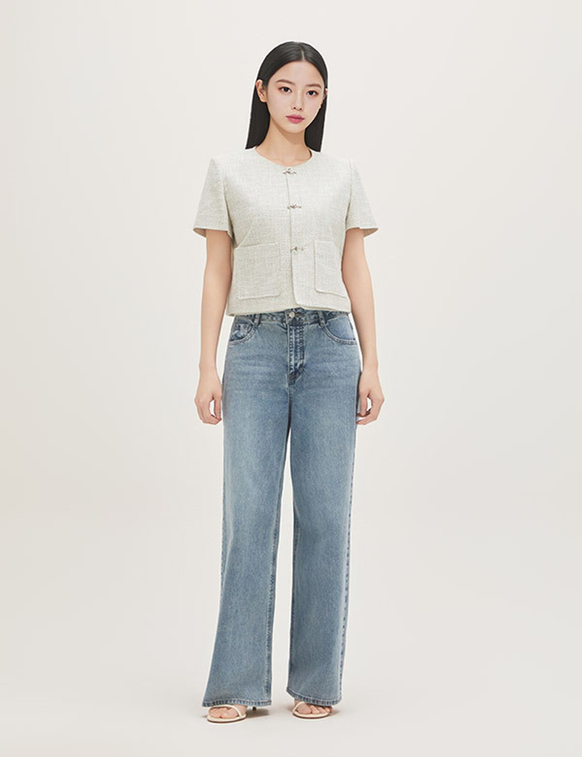 로엠(ROEM) 금속장식 칼라리스 반팔자켓 RMJKG25R14