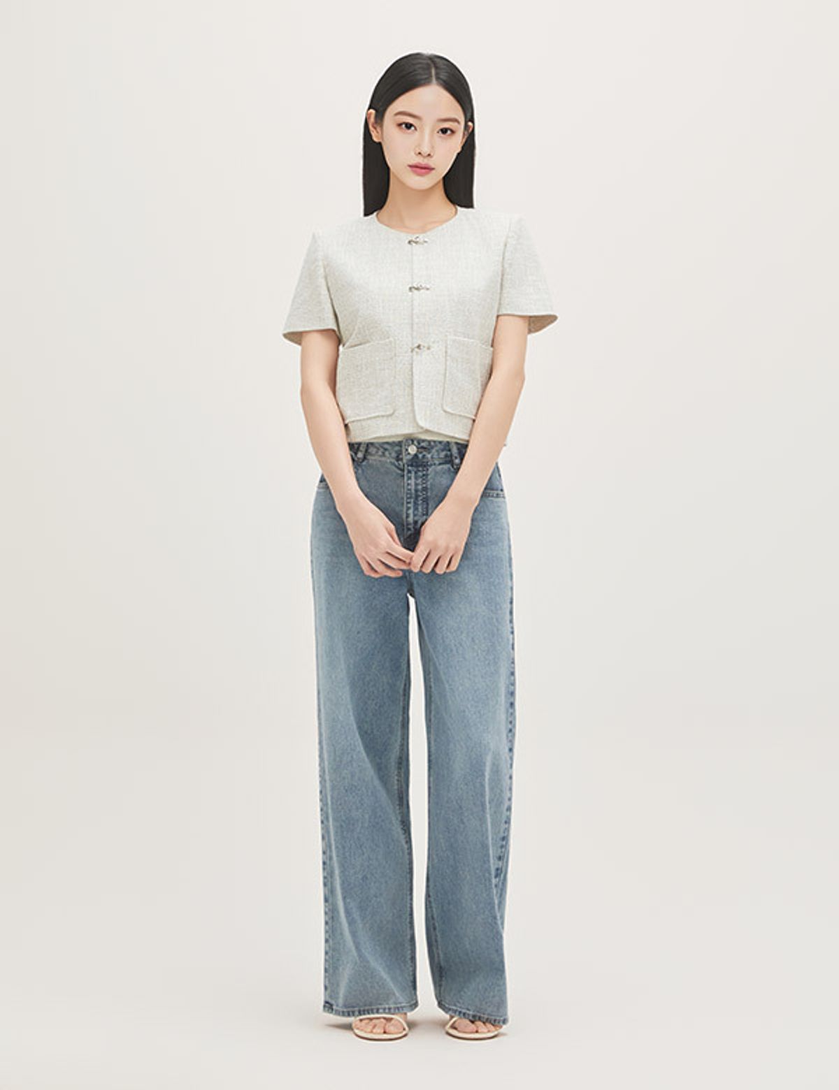 로엠(ROEM) 금속장식 칼라리스 반팔자켓 RMJKG25R14