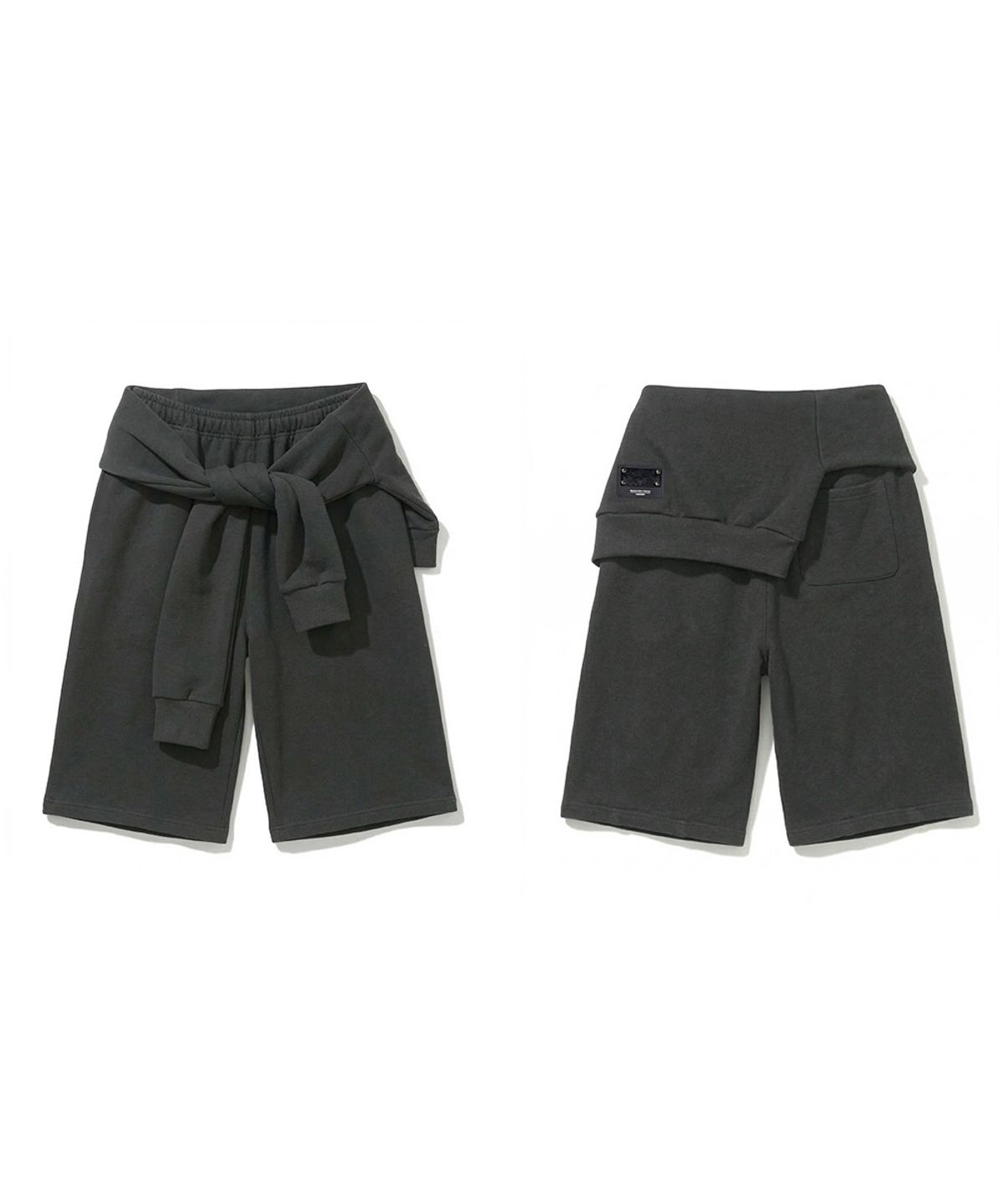 오도어(ODOR) Tie bermuda pants - Charcoal