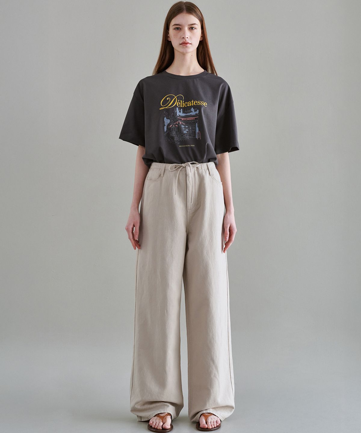 마롭(MALOUPE) 9160 린넨 와이드 팬츠 (베이지)