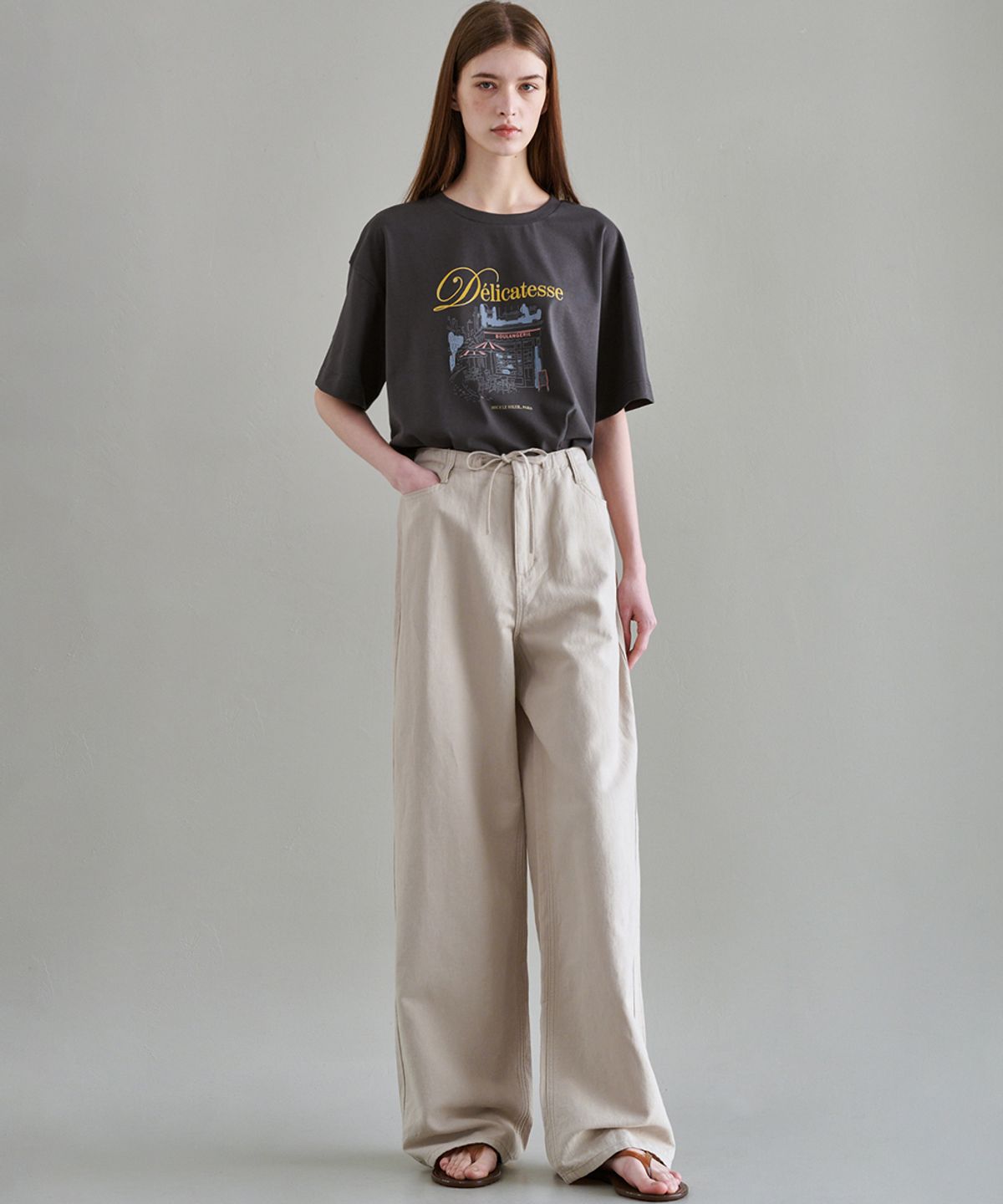 마롭(MALOUPE) 9160 린넨 와이드 팬츠 (베이지)