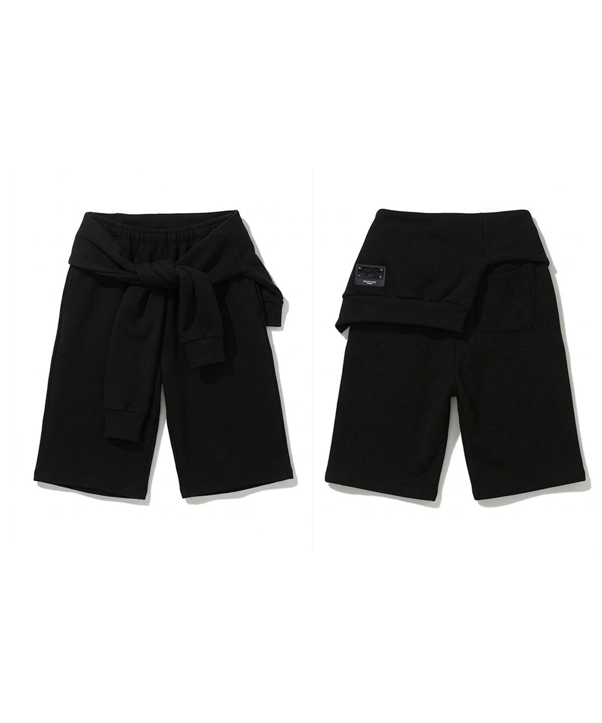 오도어(ODOR) Tie bermuda pants - Black