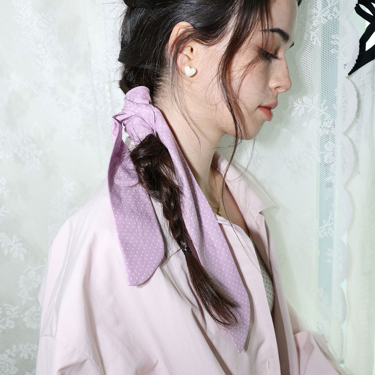 던드롭(DUNDROP) DD_Dot pattern twilly scarf_2color