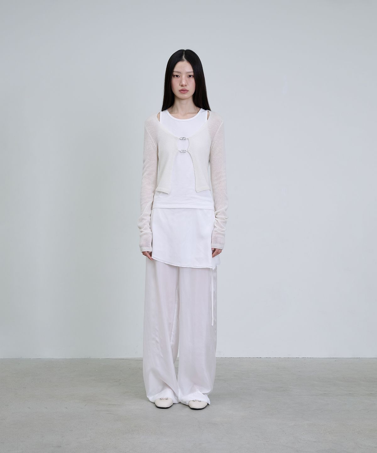 더애틋(THE AÉTUT) Silk Skirt-Layered Pants_White