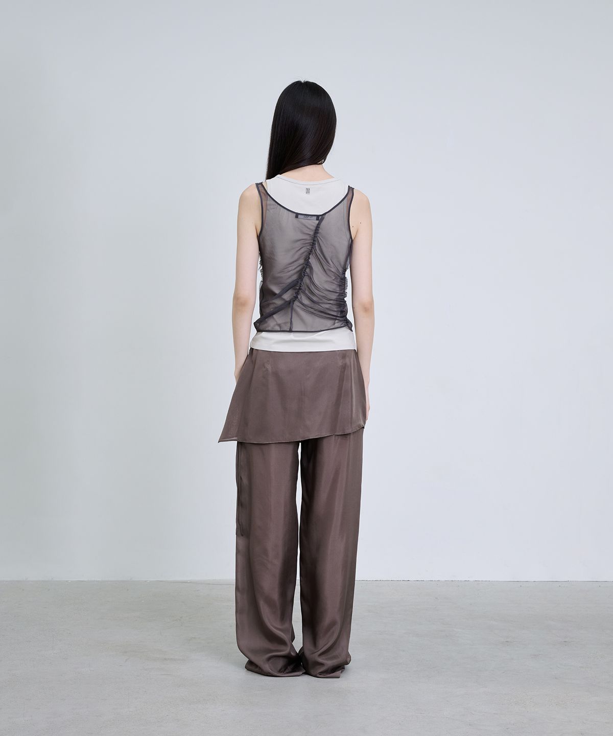 더애틋(THE AÉTUT) Silk Skirt-Layered Pants_Brown