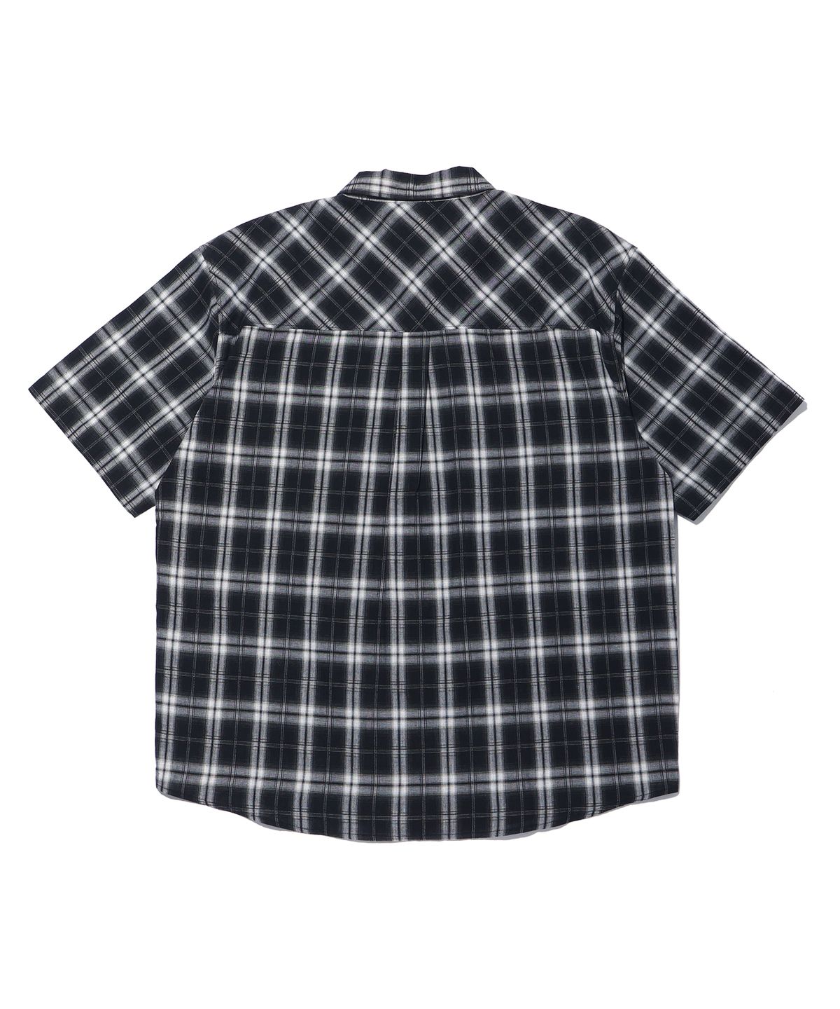 디스트나인(DISTN9NE) 원 포켓 오버 체크 반팔 셔츠 LQ2YU342_BLACK