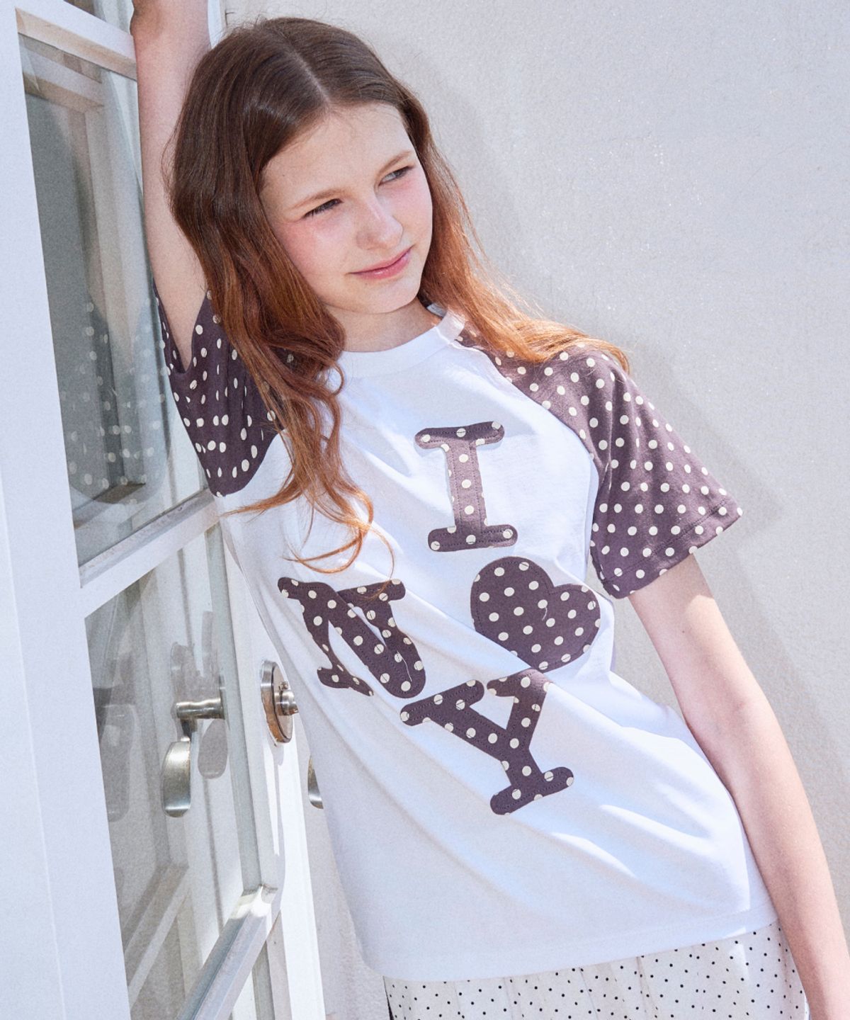 로긴 앤 로지(ROGIN N ROSIE) NY Dot Point Ragian T-Shirt Charcoal