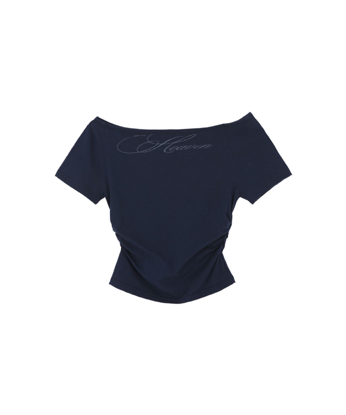 어니브(ANIV) SHIRRING LETTERING T-SHIRT NAVY