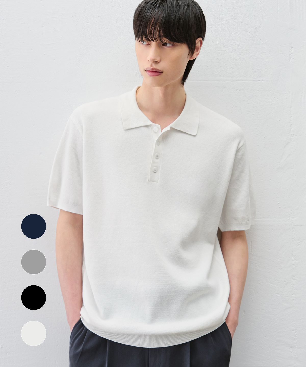 드로우핏(DRAW FIT) 앤더슨 코튼 폴로 하프 니트 [4color]