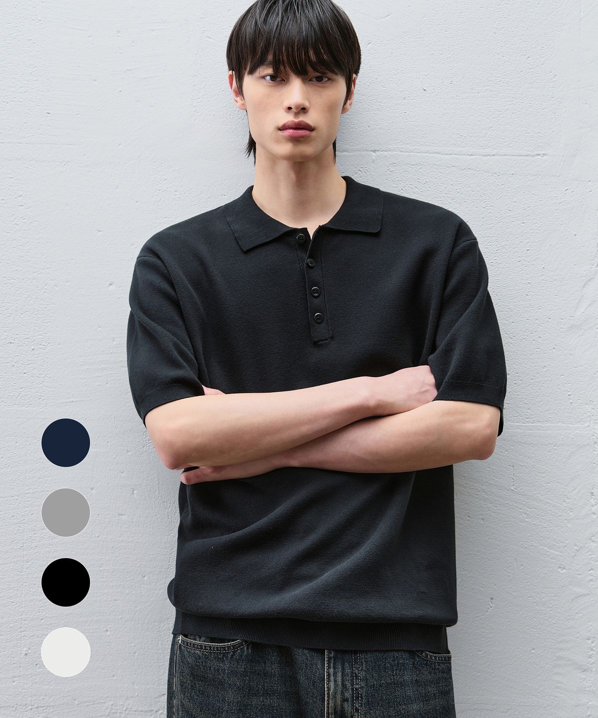 드로우핏(DRAW FIT) 앤더슨 코튼 폴로 하프 니트 [4color]
