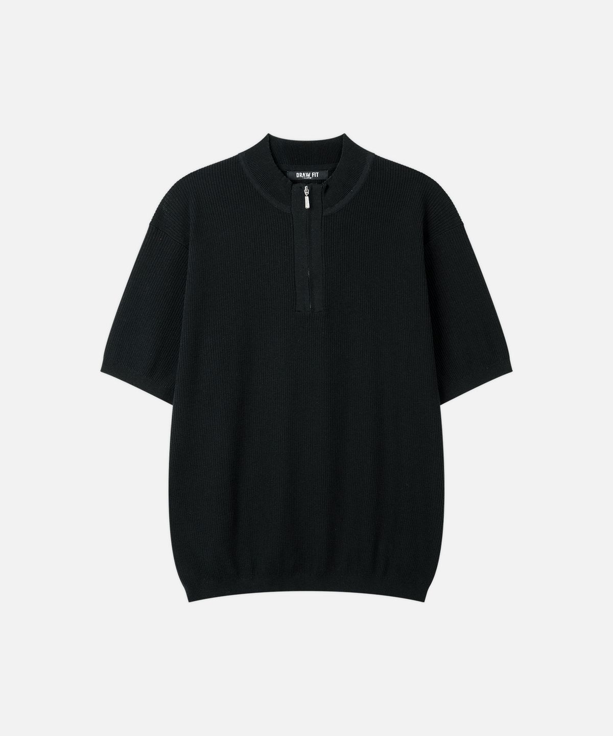 드로우핏(DRAW FIT) 어베인 리브드 하프 집업 니트 [BLACK]