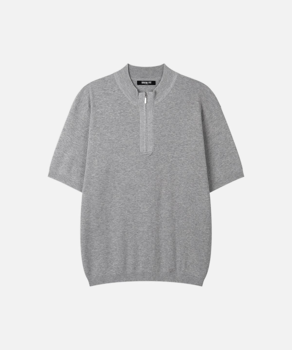 드로우핏(DRAW FIT) 어베인 리브드 하프 집업 니트 [MELANGE GREY]