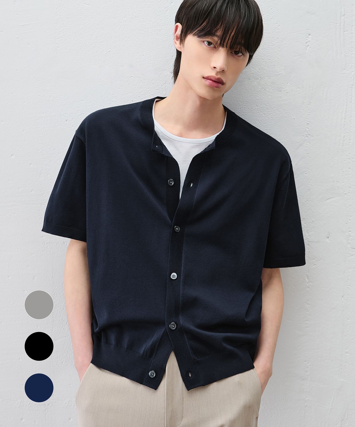 드로우핏(DRAW FIT) 쿨링 모달 하프 라운드 가디건 [3color]