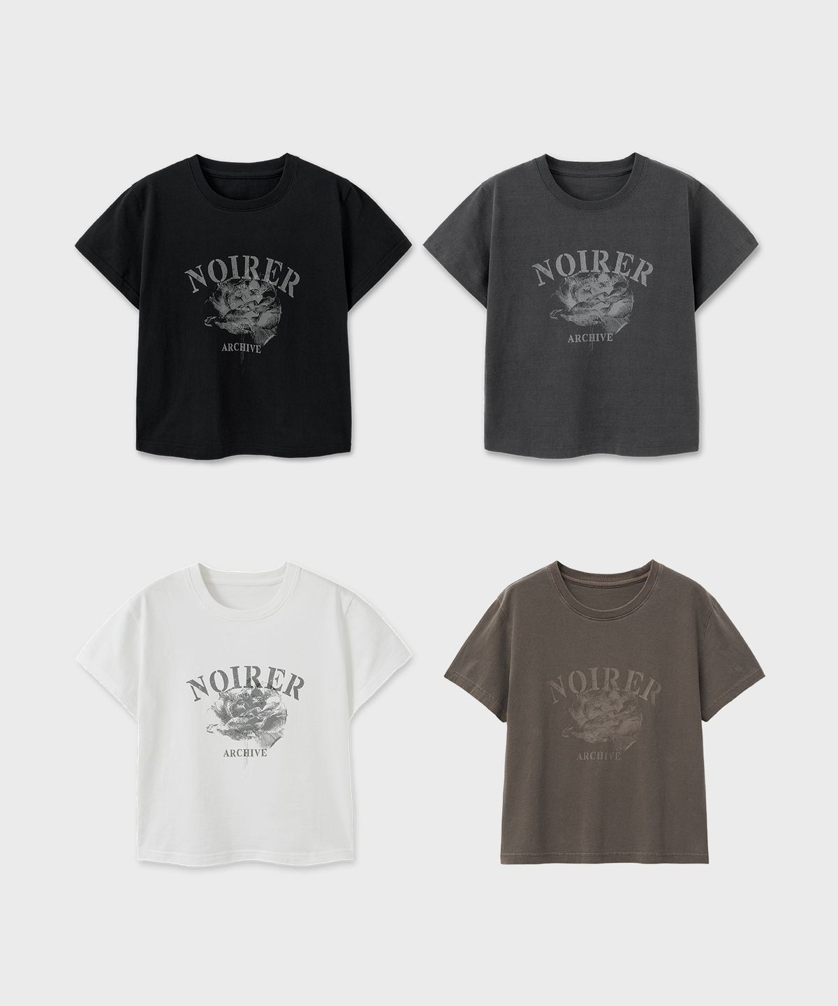 노이어 포 우먼(NOIRER FOR WOMAN) 2PACK 아카이브 프린트 크롭 티셔츠 (4color)
