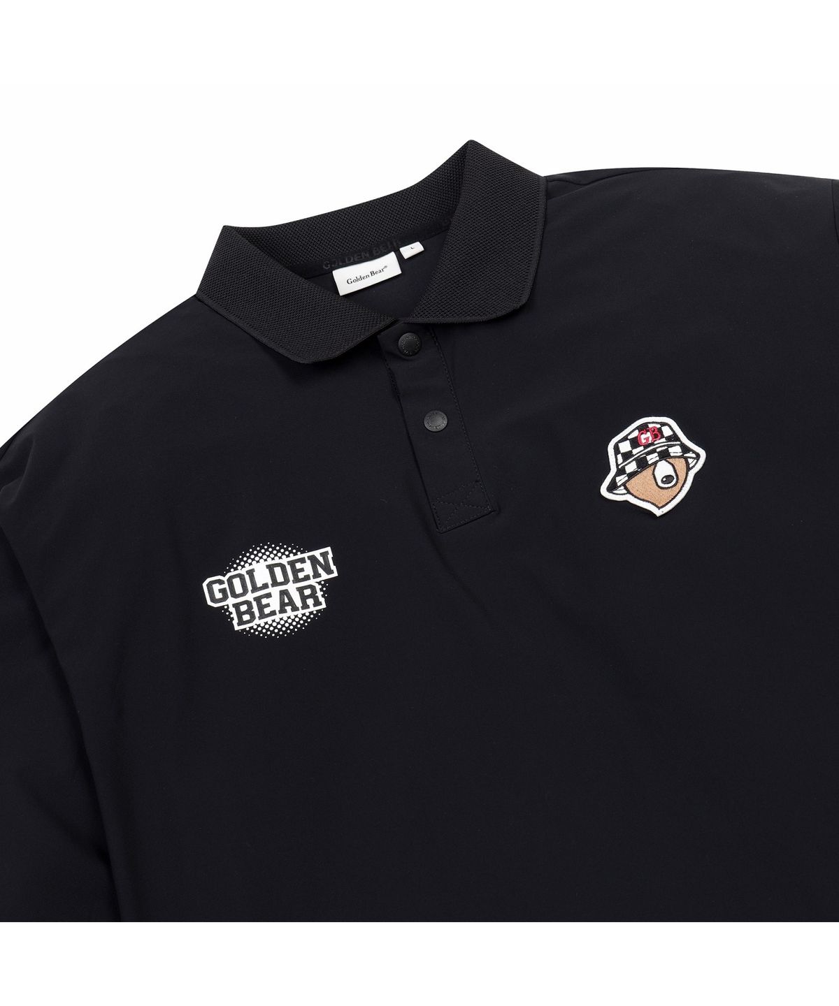골든베어(GOLDEN BEAR) (M) Checker board patterned Logo Collar T-shirt G4TAM26411BKX