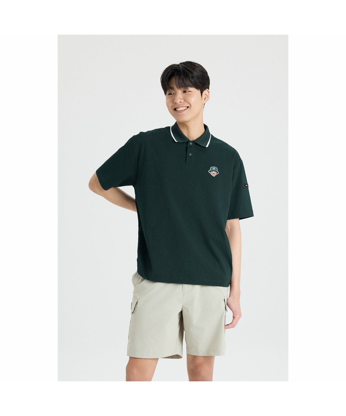 골든베어(GOLDEN BEAR) (M) Seersucker Contrast Collar T-shirt G4TAM26311GRX