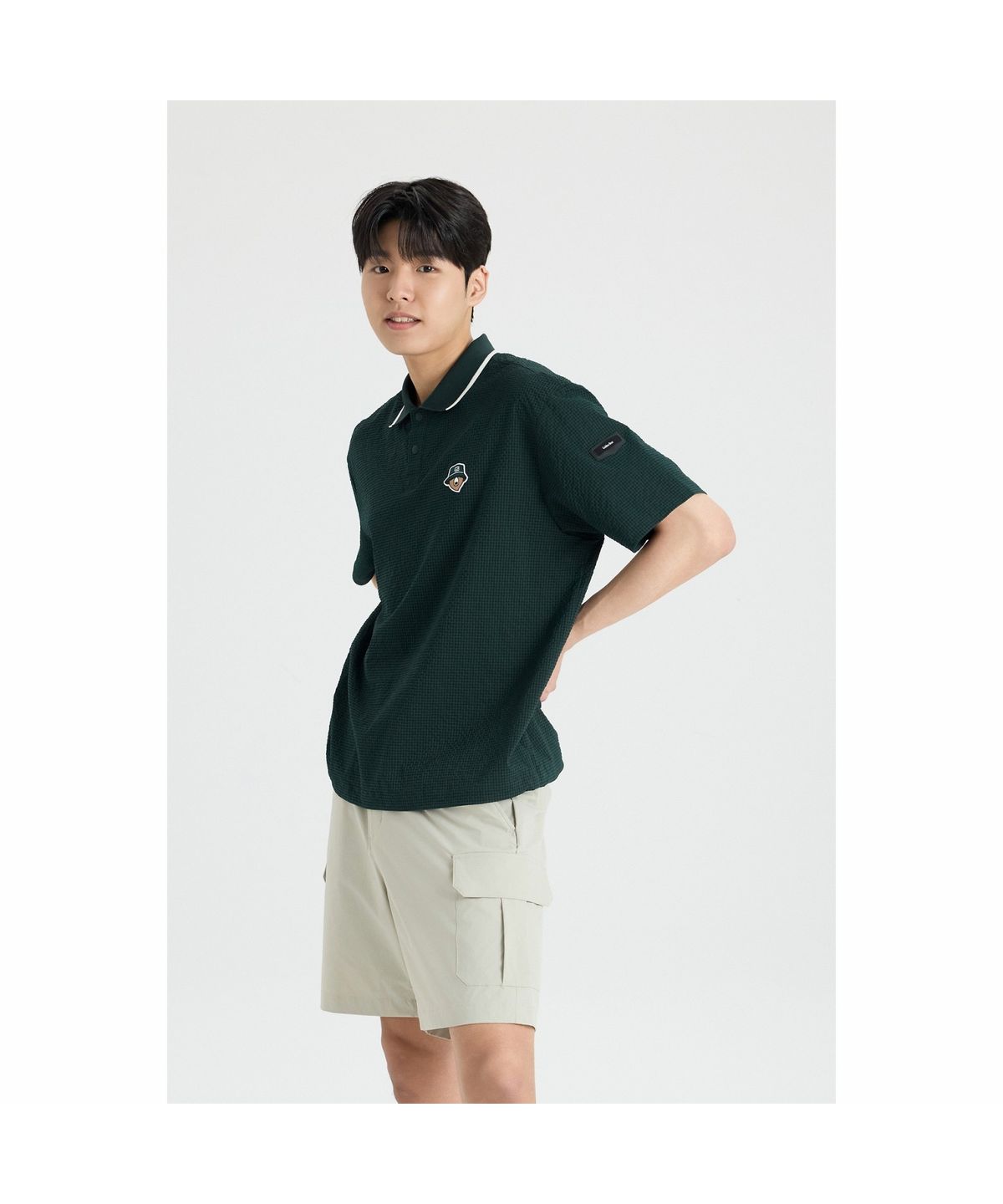골든베어(GOLDEN BEAR) (M) Seersucker Contrast Collar T-shirt G4TAM26311GRX