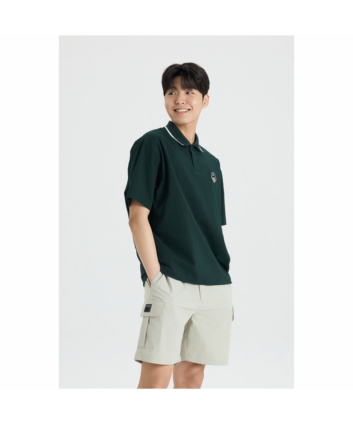 골든베어(GOLDEN BEAR) (M) Seersucker Contrast Collar T-shirt G4TAM26311GRX
