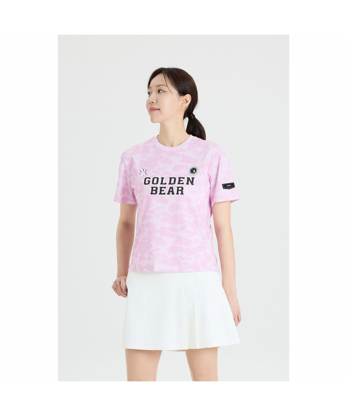 골든베어(GOLDEN BEAR) (W) Camo Chest Logo Whole Print T-shirt G5TAM26222PIX