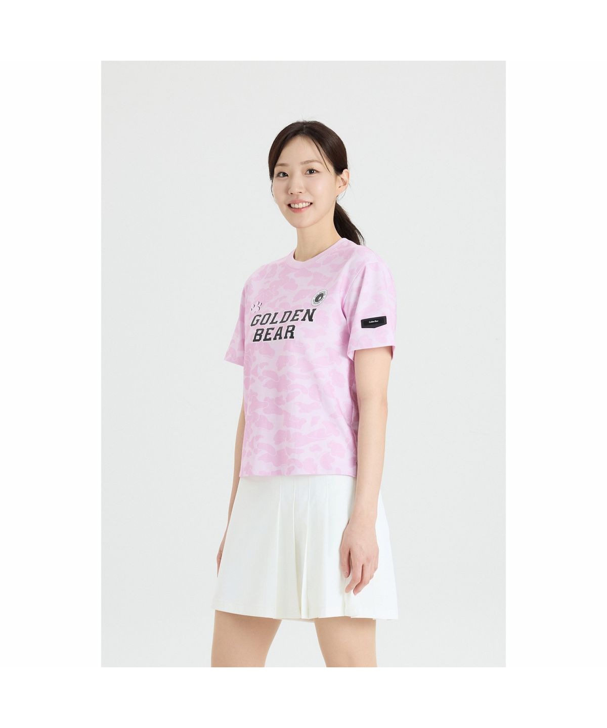 골든베어(GOLDEN BEAR) (W) Camo Chest Logo Whole Print T-shirt G5TAM26222PIX