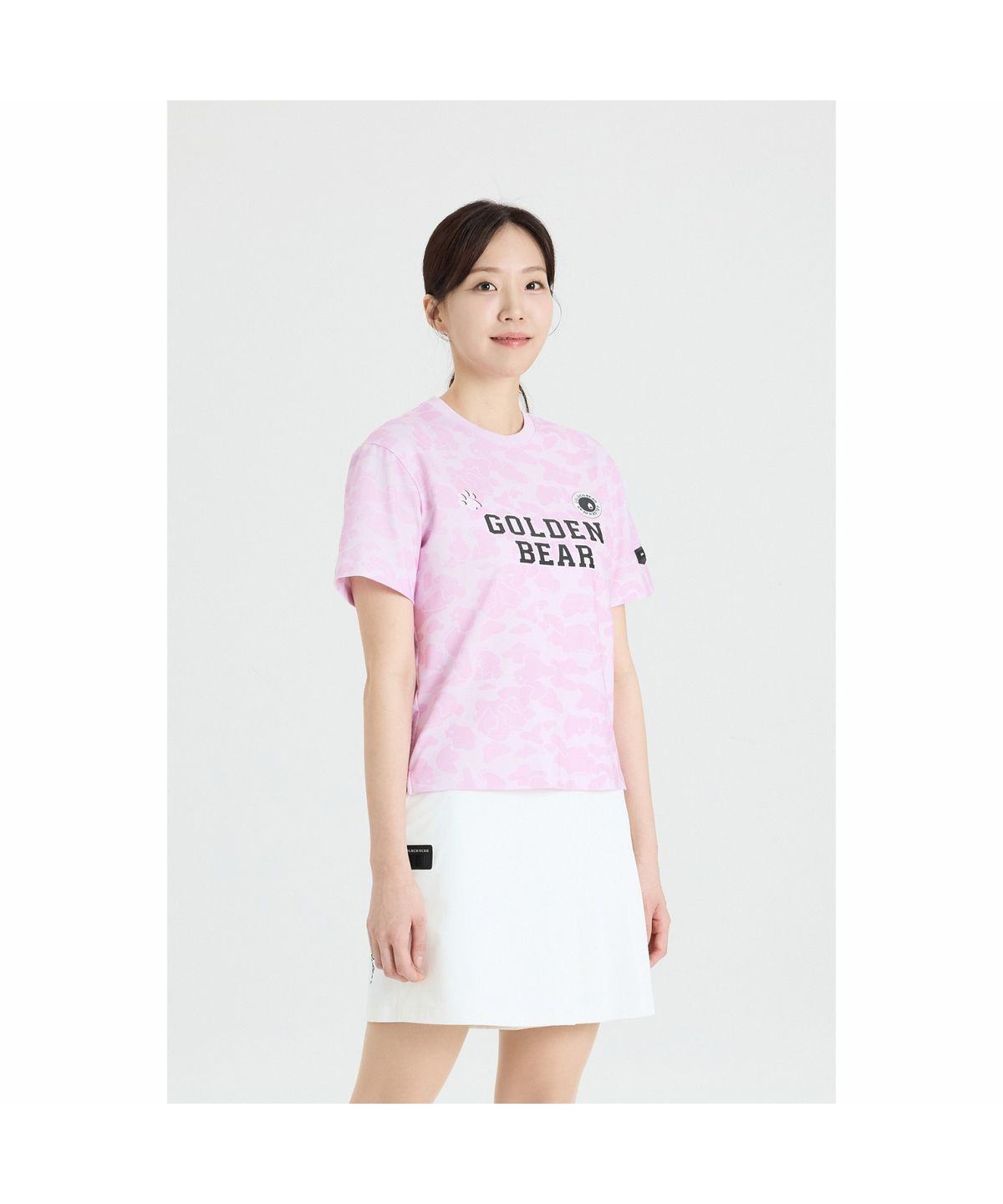 골든베어(GOLDEN BEAR) (W) Camo Chest Logo Whole Print T-shirt G5TAM26222PIX