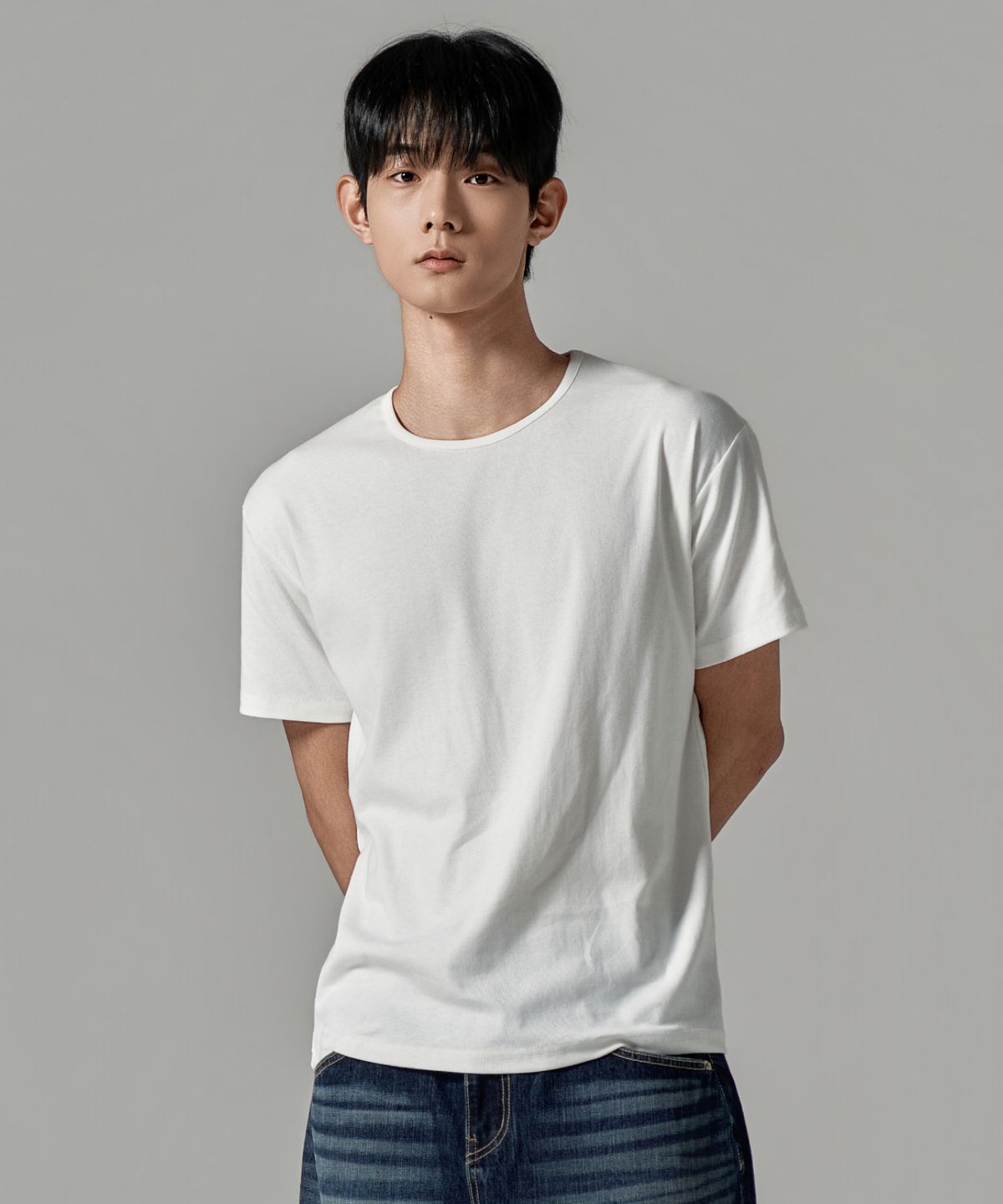 와르(WAAR) M1089 데일리 머슬핏 기능성 반팔 티셔츠_아이보리