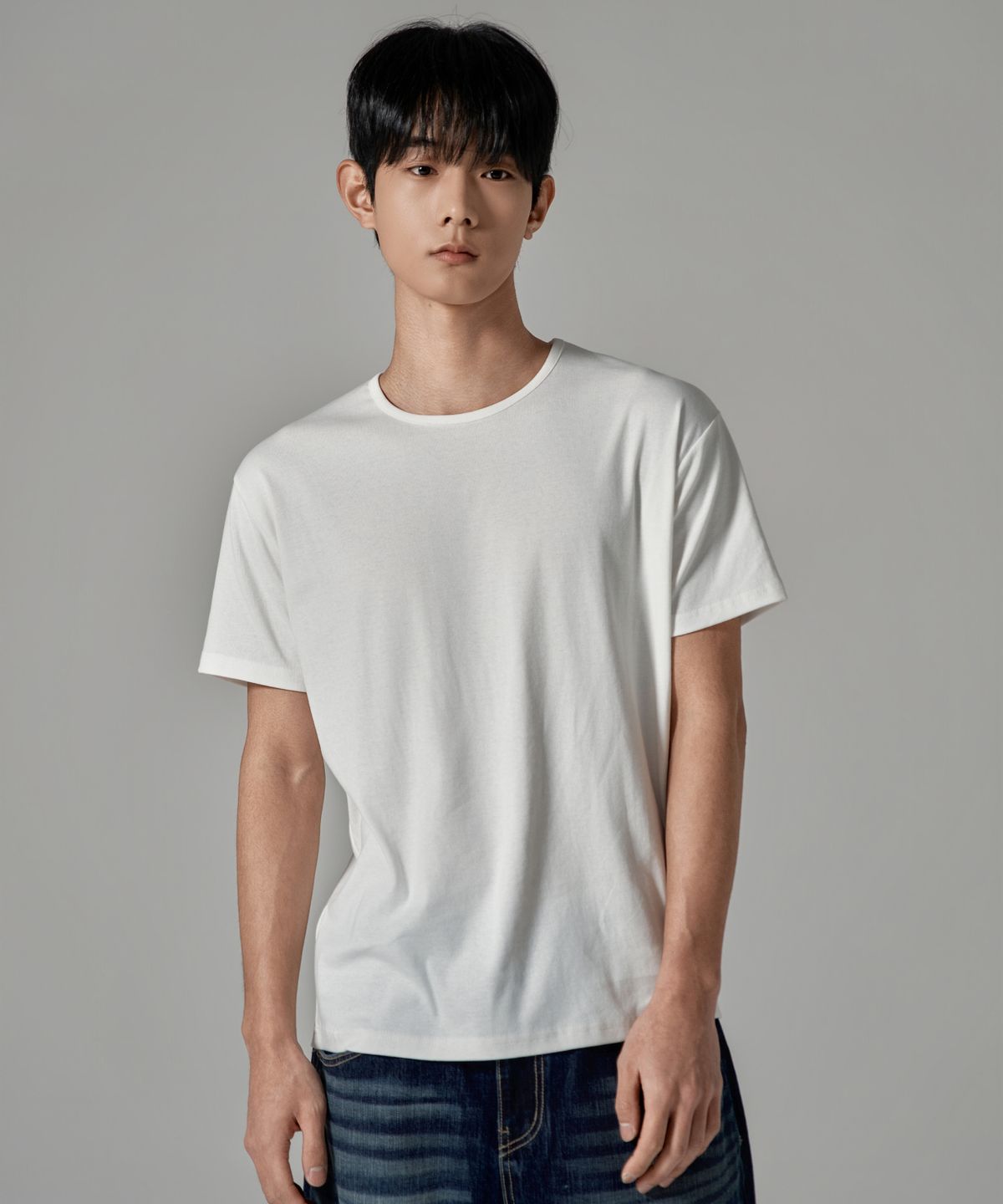 와르(WAAR) M1089 데일리 머슬핏 기능성 반팔 티셔츠_아이보리