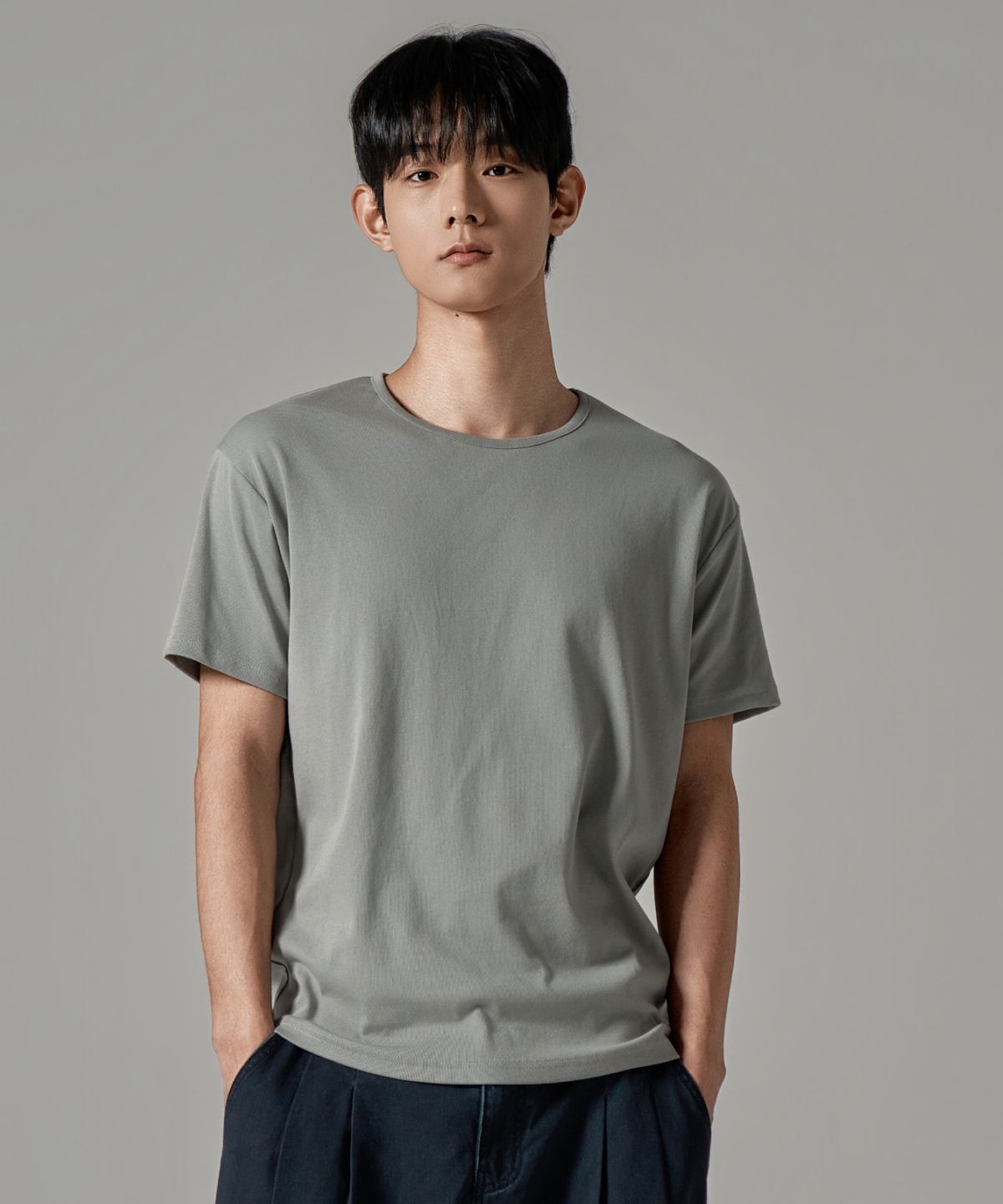 와르(WAAR) M1089 데일리 머슬핏 기능성 반팔 티셔츠_라이트 그레이