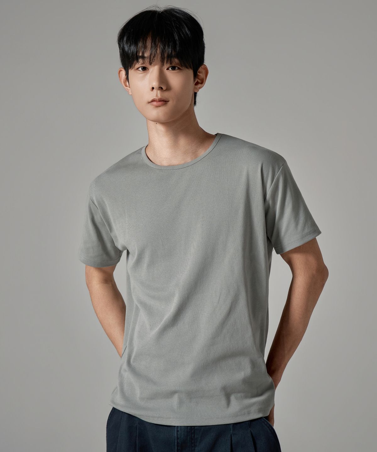 와르(WAAR) M1089 데일리 머슬핏 기능성 반팔 티셔츠_라이트 그레이