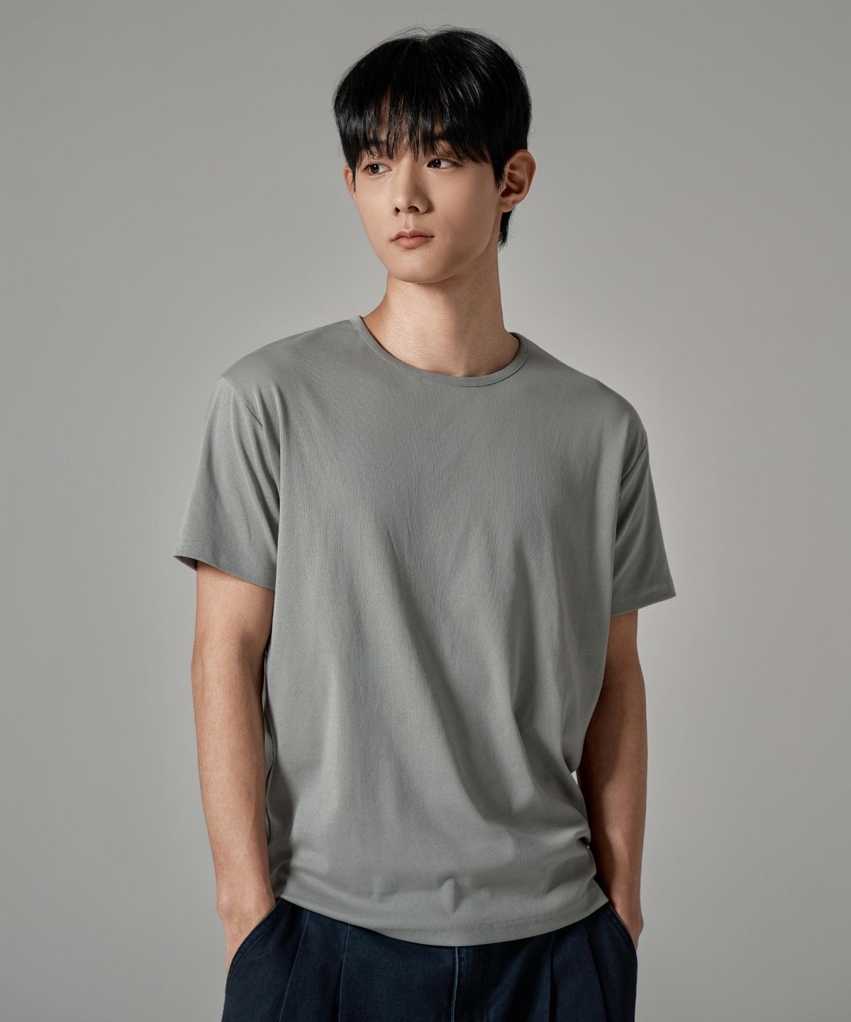 와르(WAAR) M1089 데일리 머슬핏 기능성 반팔 티셔츠_라이트 그레이