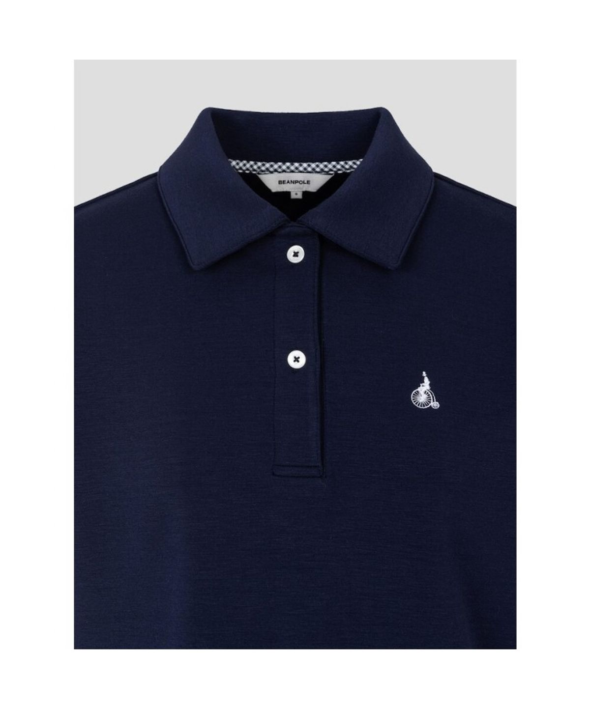 빈폴 레이디스(BEANPOLE LADIES) 레이온 혼방 오버핏 반소매 폴로 티셔츠  네이비 (BF6342C12R)