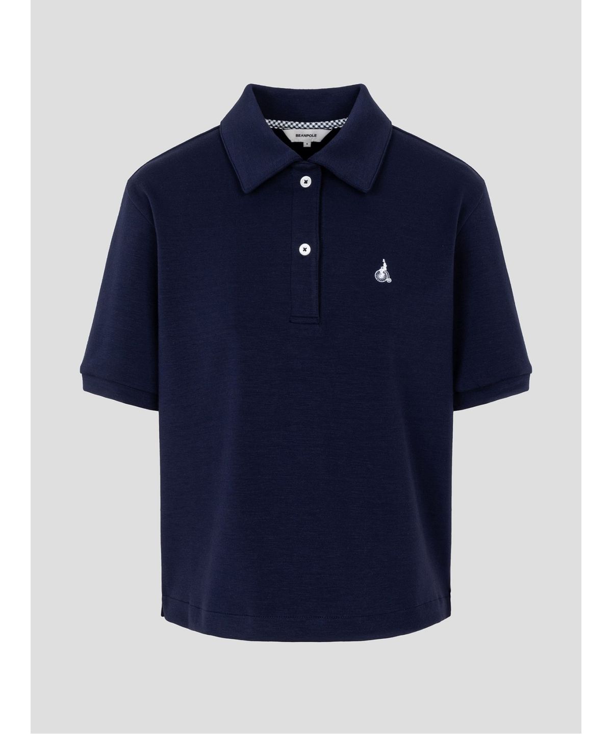 빈폴 레이디스(BEANPOLE LADIES) 레이온 혼방 오버핏 반소매 폴로 티셔츠  네이비 (BF6342C12R)