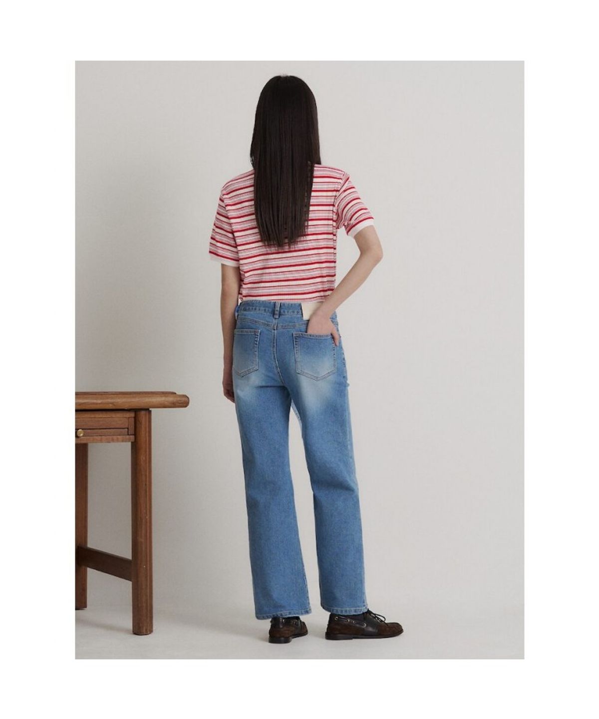 빈폴 레이디스(BEANPOLE LADIES) 골지 스트라이프 반소매 폴로 탑  레드 (BF6442C136)