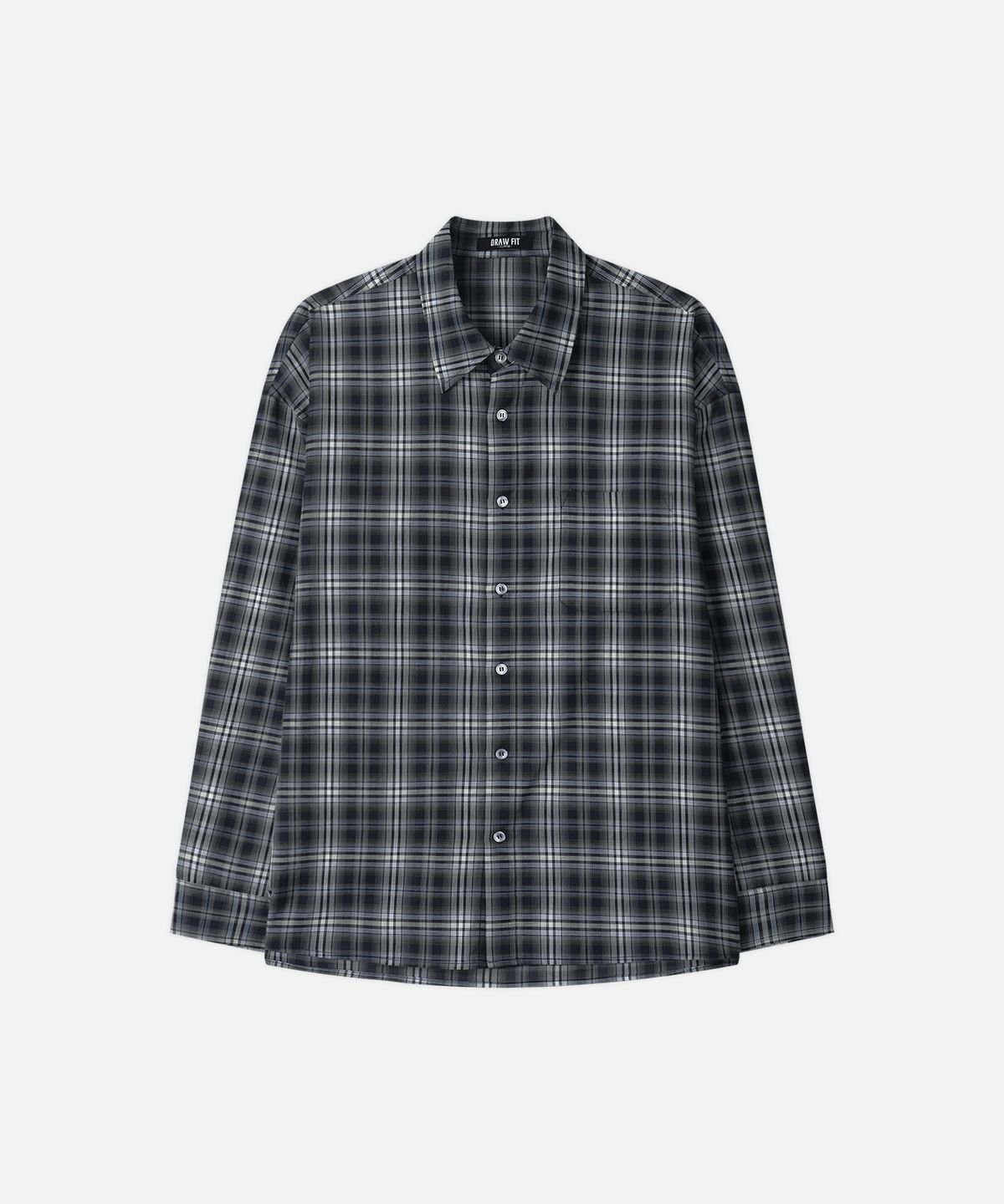 드로우핏(DRAW FIT) 고티에 오버사이즈드 체크 셔츠 [NAVY]