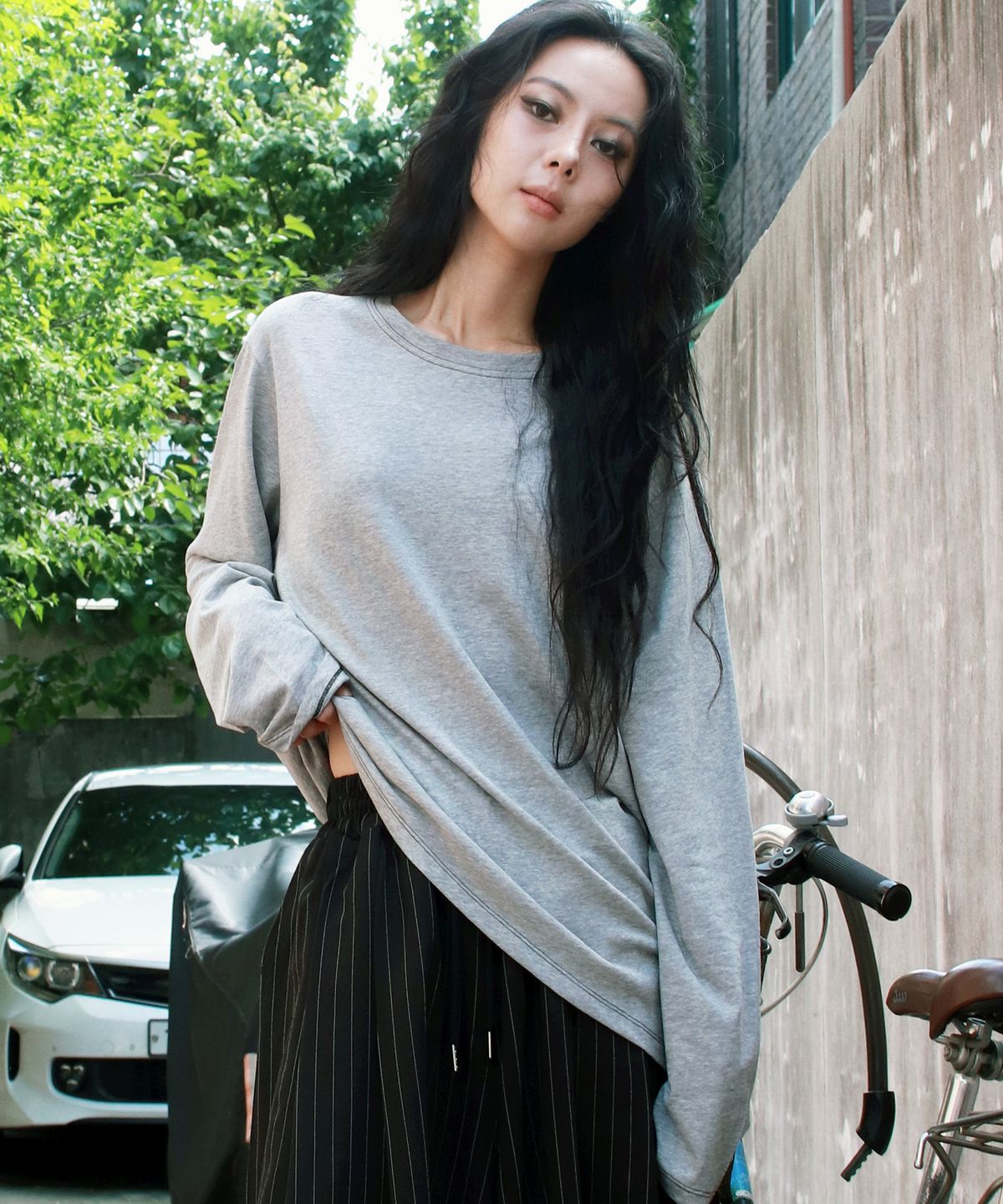 드마크(DEMARC) Diagonal Stitch Medium Fit Long Sleeve grey
