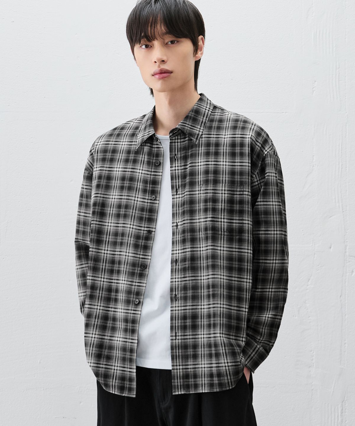 드로우핏(DRAW FIT) 고티에 오버사이즈드 체크 셔츠 [BLACK]