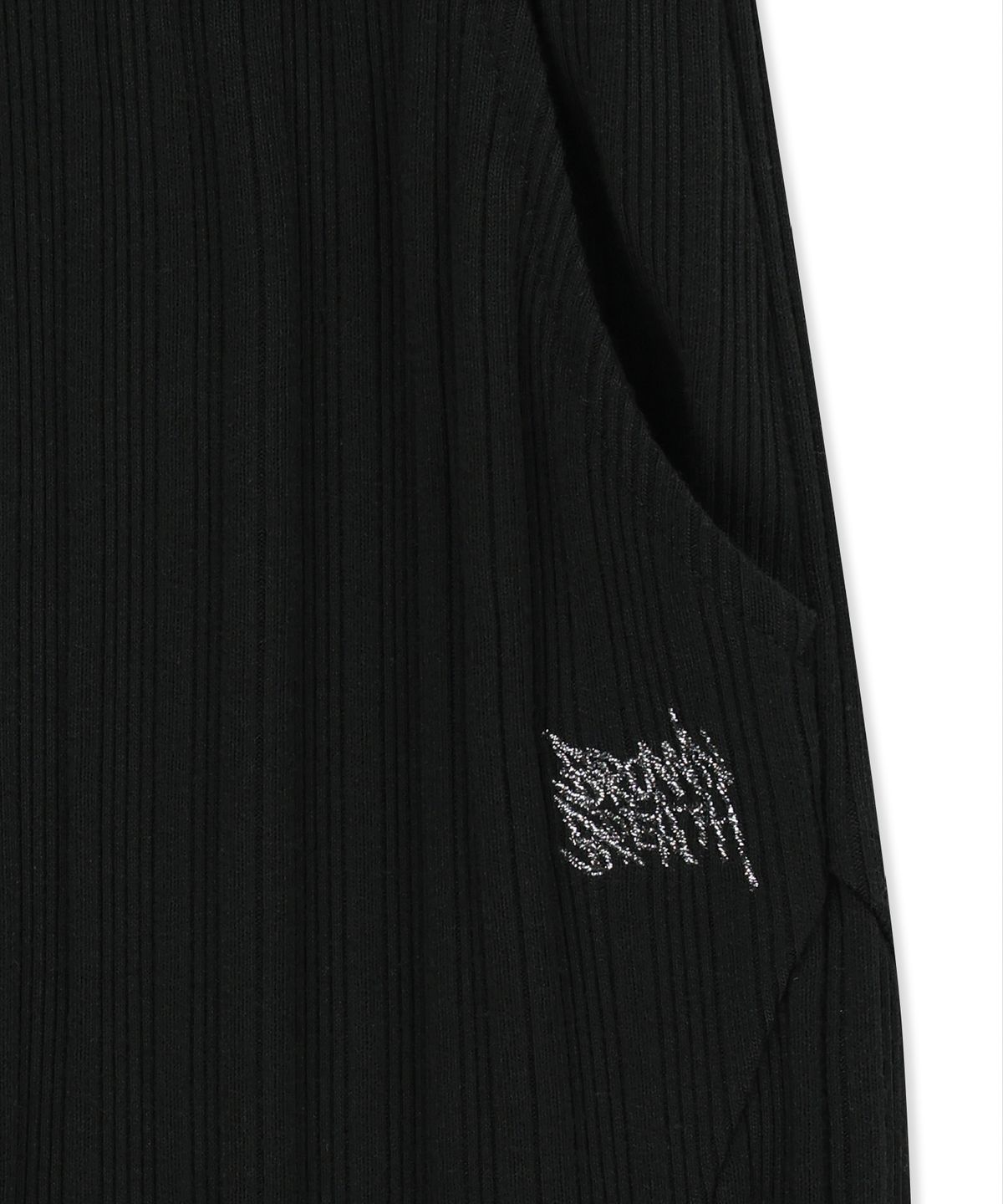 브라운브레스(BROWNBREATH) W RIB MIXED PANTS - BLACK
