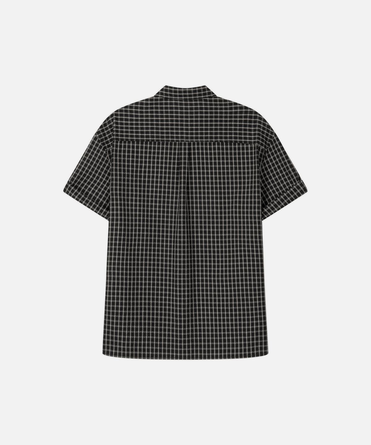드로우핏(DRAW FIT) 딜런 체크 시어서커 롤업 하프 셔츠 [BLACK]
