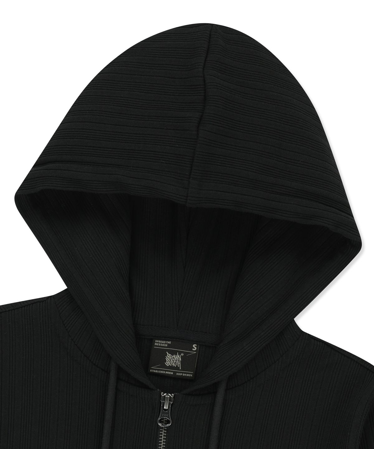 브라운브레스(BROWNBREATH) W SLIM FIT RIB HOOD ZIP-UP - BLACK